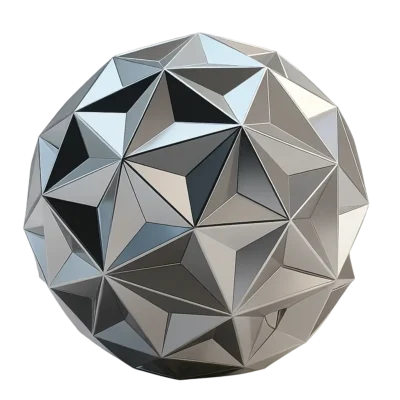 Geometrische 3D-Kugel mit facettierten Flächen – Visualisierung von Deepwraite